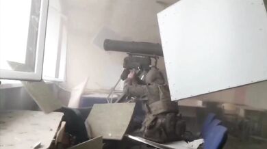 Ruský protitankový systém Kornet použitý v interiéru