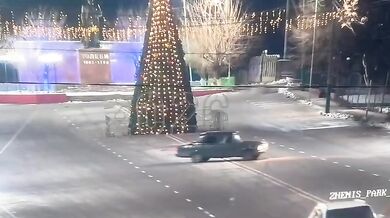 Nezodpovědná jízda skončila zničením městského vánočního stromkou