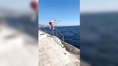 Pokus o stylový skok do vody