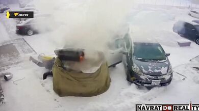 Důkladné zahřátí vymrzlého vozidla