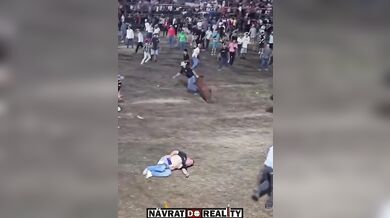 Drsný střet s býkem