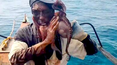 Filipínský rybář sváděl dramatický zápas s neodbytnou chobotnicí