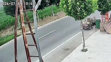 Šťastná náhoda v Číně: Seniorovi odfoukl vítr klobouk a zachránil mu život před nárazem auta